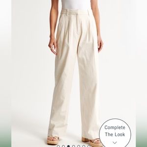 Abercrombie and Fitch Linen Blend Tailored Wide Leg Pants